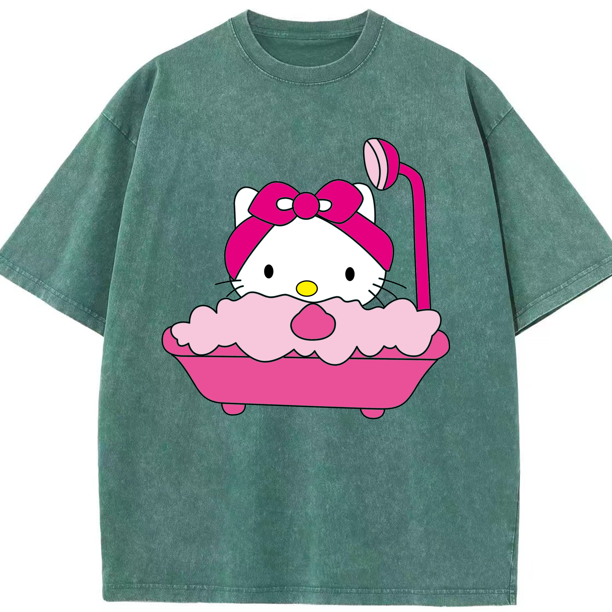 （画像用） Hello Kitty ハローキティ 綿100% ヴィンテージ風 半袖Tシャツ（フロントプリント）